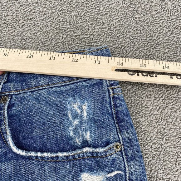 Carmar High Rise Rolled Cuff Jean Shorts Women's 26 Distressed Cotton Denim Blue - Picture 8 of 11